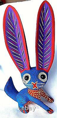 Rabbit Alebrije Large Hand-painted Oaxacan Wood Carving Oaxaca, Mexico