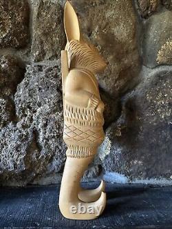 Rabbit Wood Carved Antique Folk Art Wall Hanging 18 Tall Arthur Court 1980