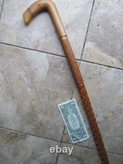 Rare 1900's 1920's FANCY OAK Antique Carved Cane /Walking Stick, Folk Art