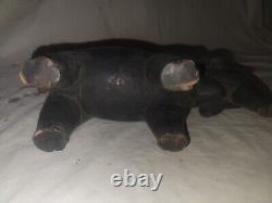 Rare Antique Nepalese Antique Folk Art Hand Carved Elephant and Mahout 1880's