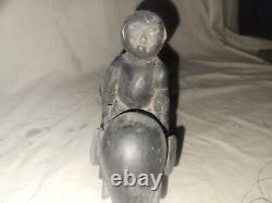 Rare Antique Nepalese Antique Folk Art Hand Carved Elephant and Mahout 1880's