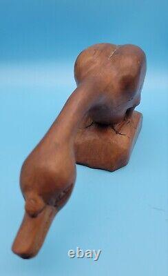 Rare Early Campbell Folk Art School Glenn Brown Pecking Goose Folk Art Carving