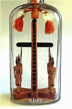 Rare Folk Art, Whimsey, Whimsy Crucifixion with 4 Guards in Bottle