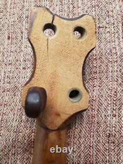 Rare Fretless Minstrel Era Banjo 5 string Handmade Carved 1800s Folk Art restore