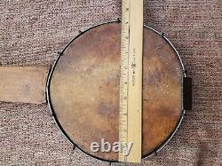 Rare Fretless Minstrel Era Banjo 5 string Handmade Carved 1800s Folk Art restore