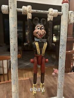 Rare HTF Kent Gutzmer Folk Art Mickey Mouse 24 Carving Signed Etched 1994