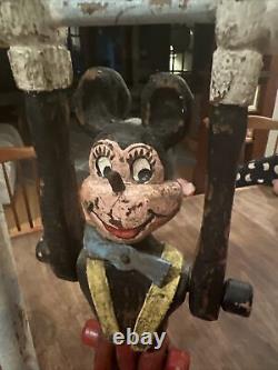 Rare HTF Kent Gutzmer Folk Art Mickey Mouse 24 Carving Signed Etched 1994