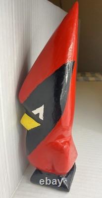 Rare Hand Carved Cardinal Vintage Folk Art Unique Beautiful Decor