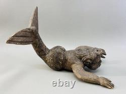 Rare Hand-Carved Wooden Merman/Triton 19th Century Antique Nautical Folk Art