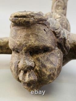 Rare Hand-Carved Wooden Merman/Triton 19th Century Antique Nautical Folk Art