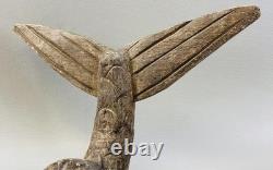 Rare Hand-Carved Wooden Merman/Triton 19th Century Antique Nautical Folk Art