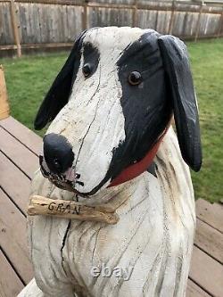 Rare Lifesize Folk Art Carved Dog, Don Thompson (1929-2014) Signed