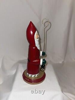 Rare Maringgele Folk Art Saint Nicolas Santa Wood Carved Limited Figurine