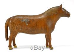 Rare Mid 1800s Primitive / Folk Art Carved Wood Horse Children's Toy Americana