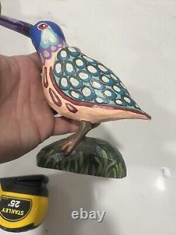 Rare Polychrome Jonathan Bastian Folk Art Painted Carved Bird 6 x 8