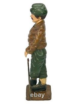 Rare Primitive Folk Art Golfer Statue 21 Carved Wood Vintage Possibly Antique