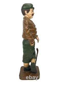 Rare Primitive Folk Art Golfer Statue 21 Carved Wood Vintage Possibly Antique