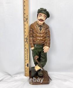 Rare Primitive Folk Art Golfer Statue 21 Carved Wood Vintage Possibly Antique