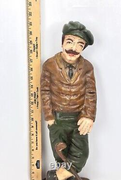 Rare Primitive Folk Art Golfer Statue 21 Carved Wood Vintage Possibly Antique