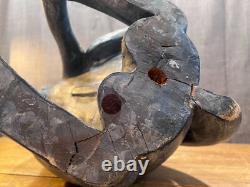 Rare September Woods Don Freedman Dog/Cat Hand Carved/Painted Folk Art Sculpture