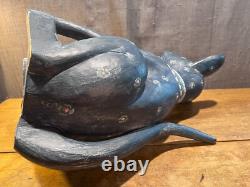 Rare September Woods Don Freedman Dog/Cat Hand Carved/Painted Folk Art Sculpture