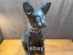Rare September Woods Don Freedman Dog/Cat Hand Carved/Painted Folk Art Sculpture
