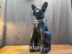 Rare September Woods Don Freedman Dog/Cat Hand Carved/Painted Folk Art Sculpture