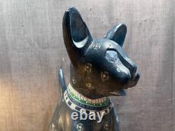 Rare September Woods Don Freedman Dog/Cat Hand Carved/Painted Folk Art Sculpture