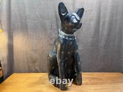 Rare September Woods Don Freedman Dog/Cat Hand Carved/Painted Folk Art Sculpture