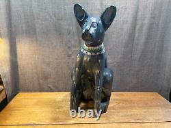 Rare September Woods Don Freedman Dog/Cat Hand Carved/Painted Folk Art Sculpture