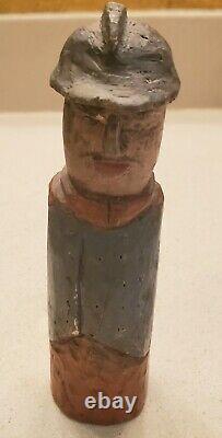 Rare Set of 8 Antique Hand Carved & Painted Folk Art WWI Soldier Skittles