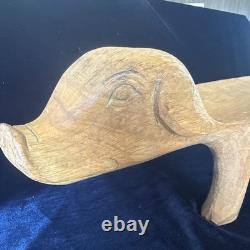 Rare Vintage French MCM Carved Wood Pig Serving Platter 28 Folk Art