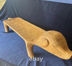 Rare Vintage French MCM Carved Wood Pig Serving Platter 28 Folk Art