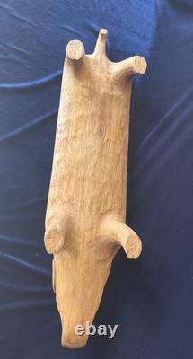 Rare Vintage French MCM Carved Wood Pig Serving Platter 28 Folk Art