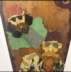 Rare Vintage Hand-Carved Bikers Wood Wall Art -1 of-a-Kind Folk Piece 3ft