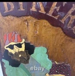 Rare Vintage Hand-Carved Bikers Wood Wall Art -1 of-a-Kind Folk Piece 3ft