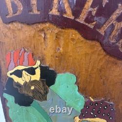 Rare Vintage Hand-Carved Bikers Wood Wall Art -1 of-a-Kind Folk Piece 3ft