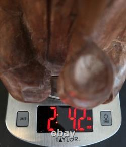 Rare! Vintage Hand Carved Wood Folk Art Bearded Man Pipe Figure Sculpture 10