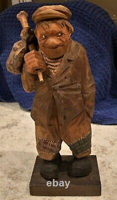 Rare Vintage Signed Carl Trygg Swedish Folk Art Wood Carving