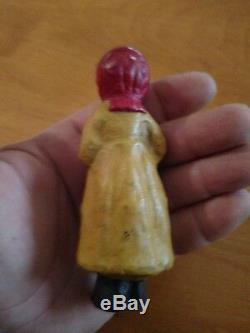 Rare Vintage antique Folk Art African American wooden carved doll with baby