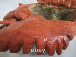 Rare Vtg Mexico 22 Carved Wood HP Wall Statue Winged Lobster Mermaid Folk Art
