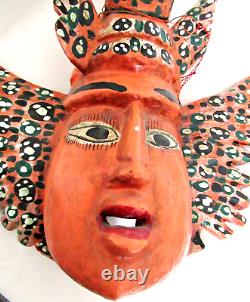 Rare Vtg Mexico 22 Carved Wood HP Wall Statue Winged Lobster Mermaid Folk Art