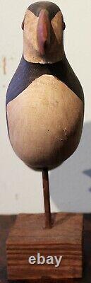 Rare Wek William E Kirkpatrick Folk Art Carved Wood Puffin Shorebird Decoy