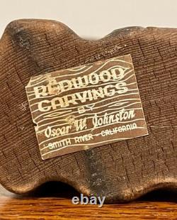 Redwood Monk Carving Oscar W. Johnston Smith River CA Labeled Folk Art