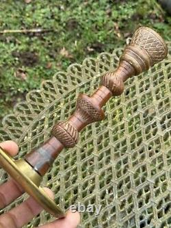 Remarkable Candle Holder Folk Art Carved Wood