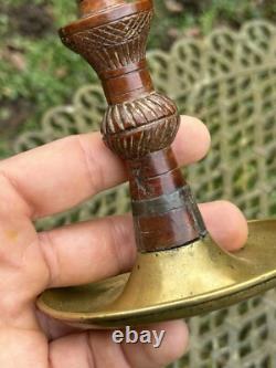 Remarkable Candle Holder Folk Art Carved Wood