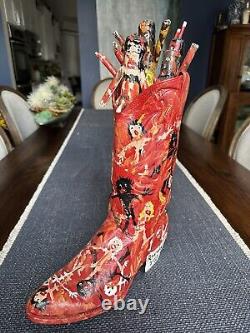Ronald Cooper Original Folk Art Boot 2007 Hell It Is Outsider 5 Carved Figures