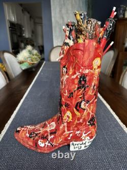 Ronald Cooper Original Folk Art Boot 2007 Hell It Is Outsider 5 Carved Figures