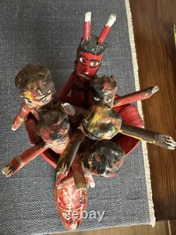 Ronald Cooper Original Folk Art Boot 2007 Hell It Is Outsider 5 Carved Figures