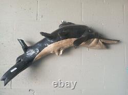 Root Ball Folk Art Hand Carved And Painted Sail Fish Wall Hanging